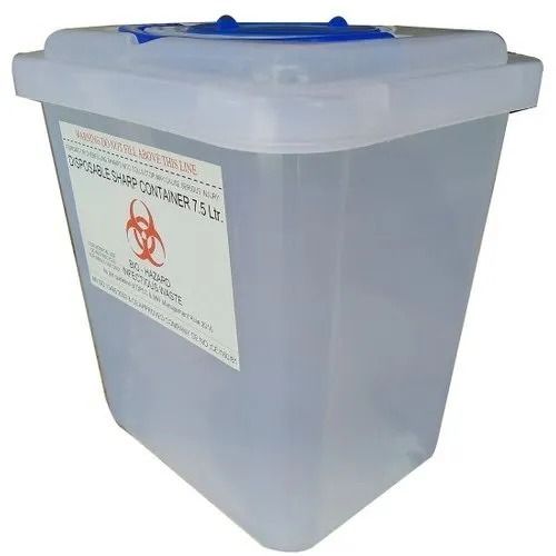 Transparent Plastic Sharp Container With 3 Liter Storage, Size 250X200X250 Mm