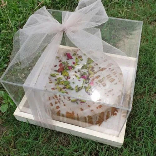 Rectangular White Cardboard Plastic Cake Box For Cake Packaging