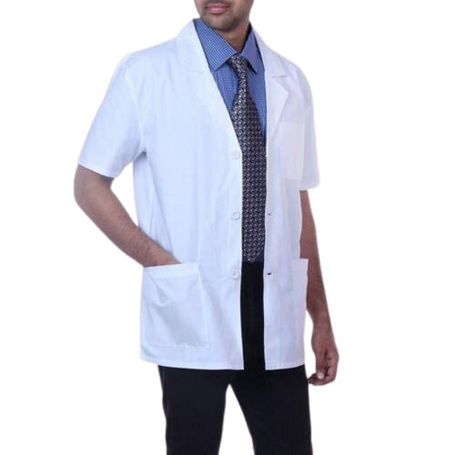 White Unisex Comfort Fit Half Sleeve Two Pockets Cotton Medical Apron