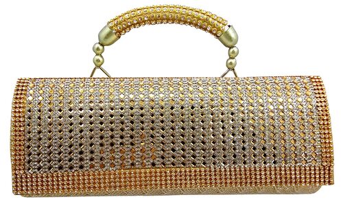 Golden Hard Case Clutch Purse, Bag Handmade With Designer Pattern, Golden  Bling, Shoulder Strap and Handle for Wedding, Evening Party. - Etsy