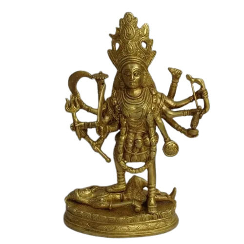 12 Inches Moisture Proof Polished Kali Brass Statue For Decor