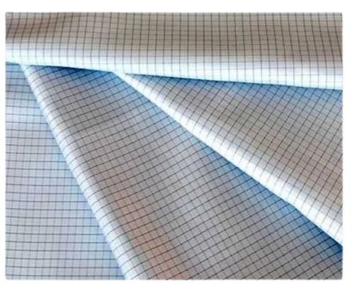 White 30 Meter 100 Gsm Washable Polyester Check Grid Anti Static Fabric