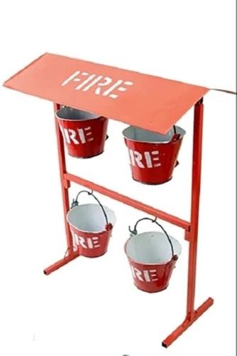 Red 5.6 X 5.6 X 2.2 Mm Color Coated Treatment Safety Mild Steel Fire Bucket Stand