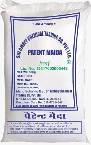 50 Kilogram Pack Fine Grounded Unadulterated Pure Maida Flour Carbohydrate: 107 Grams (G)