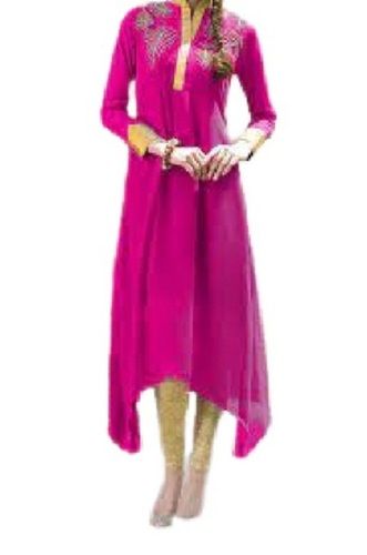 Dark Pink Comfortable Stylish Cotton Casual Wear Designer Kurtis For Ladies