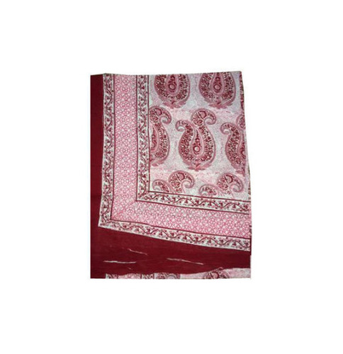 White And Red Cotton Double 100% Cotton Bedsheet Use For Home
