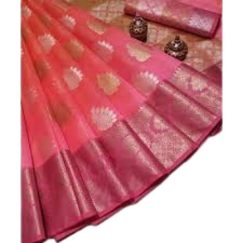 Rainy Ladies Pink With Golden Printed Party Wear Silk Saree