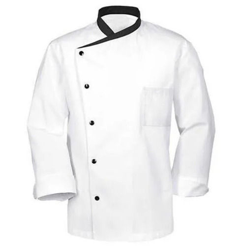 White Long Sleeves And Button Closure Plain Poly Cotton Chef Uniform