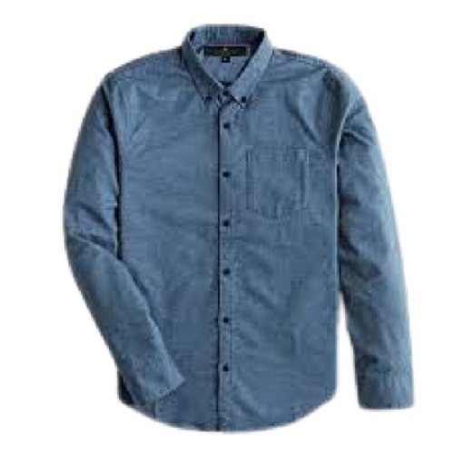 Mens Blue Full Sleeve Plain Casual Wear Cotton Shirt Chest Size: 116 Cm