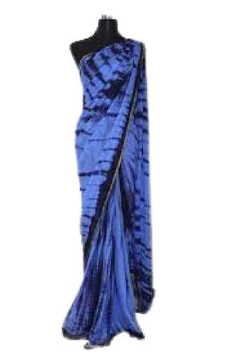 Blue With Black Printed Casual Wear Soft Chiffon Fabric Saree For Women