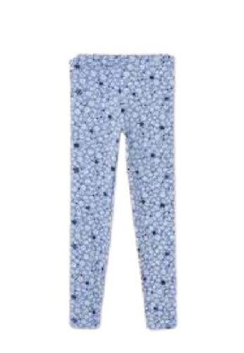 Blue Printed Washed Breathable Trendy Casual Wear Cotton Leggings For Women