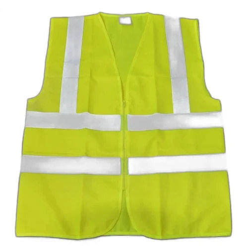 Plain V Neck And Sleeveless Industrial Polyester Reflective Safety Jacket