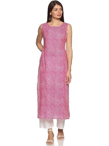 Women Casual And Summer Wear Sleeveless Printed Cotton Kurti Bust Size: 36 Inch (In)