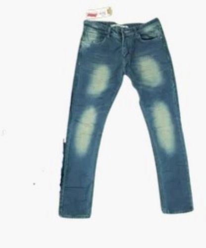 30 Inches Breathable Washed Technique Anti-Wrinkle Regular Fit Cotton Jean For Mens