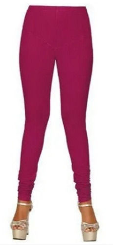 Purple Casual Wear Solid Plain Skinny Fit Trendy Churidar Cotton Legging For Ladies