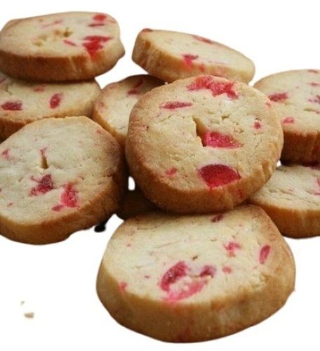 Delicious Round Rough Surface Crispy Semi Soft Cherry Biscuit For Snacking 