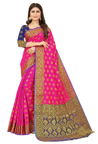 Summer Multicolor Party Wear Thread Work Banarasi Printed Art Silk Saree For Ladies