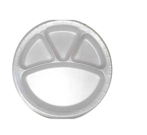 White Use And Throw Multi Compartment Plain Round Disposable Thermocol Plates