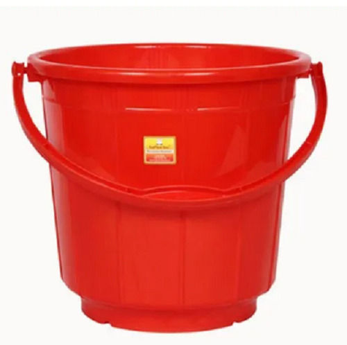 Red 20 Liter Storage Capacity Round Plastic Polished Finish Water Bucket