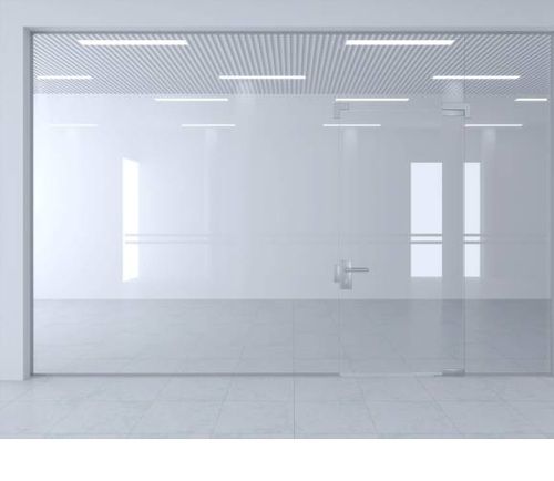 6-9 Ft Size Transparent Plain Design Glass Door For Office And Industrial Use