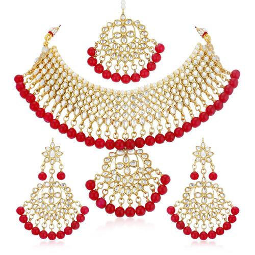 Artificial Kundan Necklace Earring Set For Party Wear Application: Construction