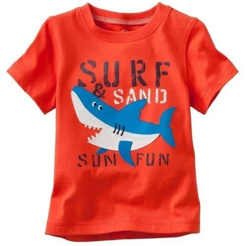 Casual Wear Round Neck Short Sleeve Printed Cotton T-shirt For Kids