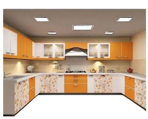 Easy To Clean And Water Resistance Wooden U Shaped Modular Kitchen