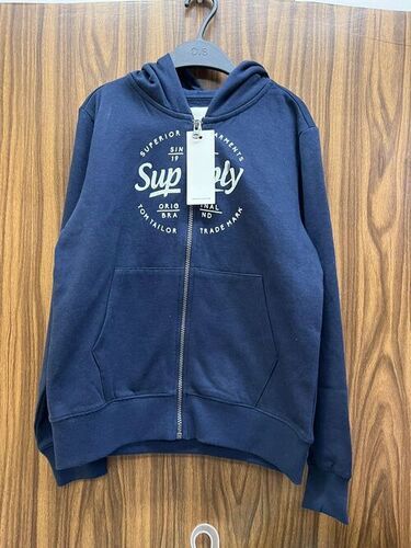 Blue Kids Zipper Hoodie Sweatshirt 