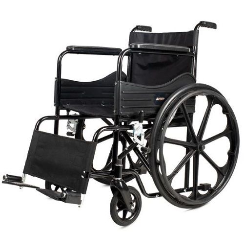 Sleek Design Paint Coated Mild Steel Folding Wheelchair For Hospitals