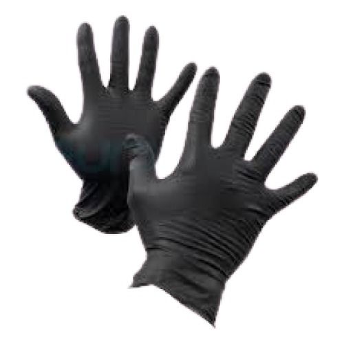 Full Finger Plain Black Nitrile Disposable Hand Gloves Elasticity: Flexible