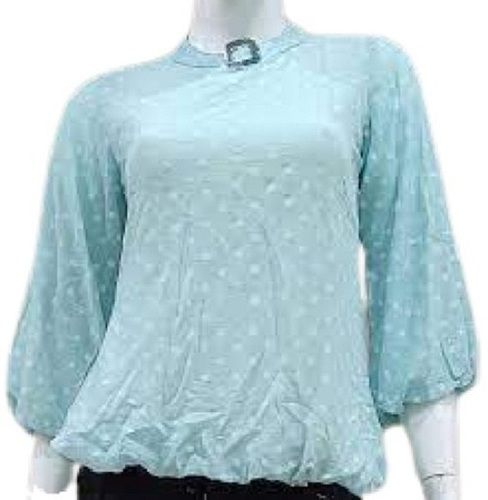 Ladies Printed 3/4th Sleeve Casual Wear Chiffon Top