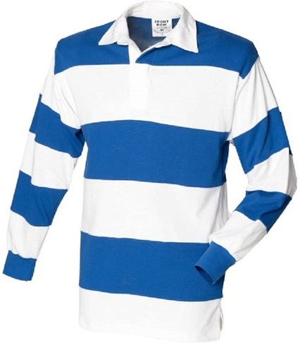 Mens Striped Polo Neck Long Sleeve White With Blue Stripe Cotton T-Shirt Age Group: 18 Above