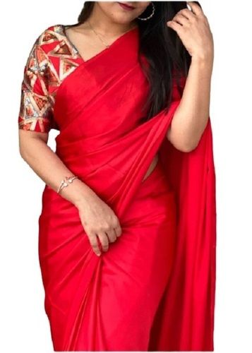 Luxe Saree | Satin saree, Indian saree blouses designs, Saree look