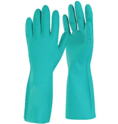 Sea Green Reusable And Waterproof Full Finger Plain Rubber Safety Hand Gloves