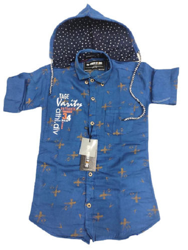 Straight Collar Printed Kids Shirts With Cap Age Group: 4-12 Yrs