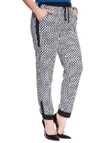 White With Black Cotton Track Pant Age Group: Adults