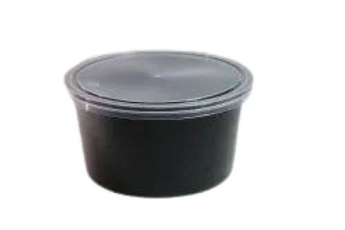 Eco-Friendly 500 Ml Capacity 4 Inch Round Shape Black Plastic Food Container