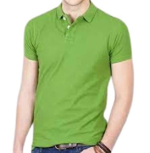 Green Men Casual Wear Half Sleeve Plain Cotton Polo T Shirt