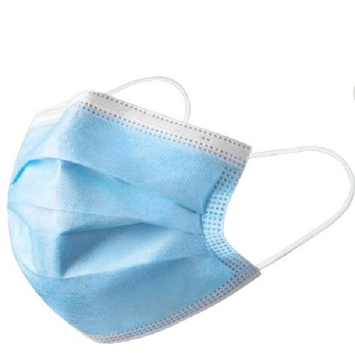 Blue Non-Woven Plain 2 Ply Disposable Face Mask Suitable For Men Women Adults