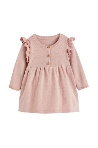  Plain Pattern Long Sleeve Cotton Girls Knitted Wear For Baby Girl