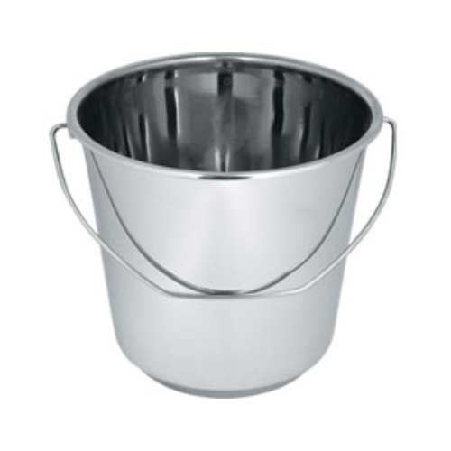 Silver 8 Liter Storage Capacity Polished Finish Round Stainless Steel Bucket