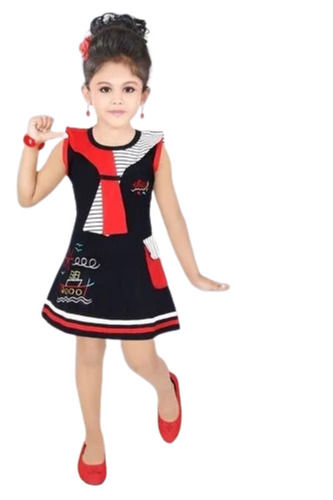 16 Inches Sleeveless Modern Soft Comfortable Washable Cotton Midi Frock For Girls Age Group: 5 -10