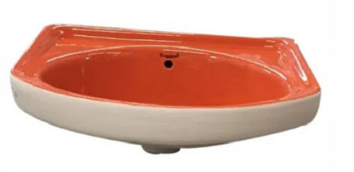 Orange And White 18X12 Inch Ceramic Rectangular Glossy Smooth Surface Wash Basins