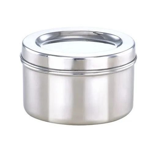 Silver 1600Ml Storage Capacity Round Stainless Steel Food Container