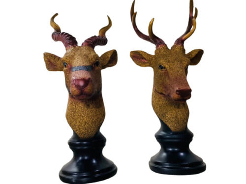 Brown 32 X 8 Cm Decorative Artificial Indian Style Eco Friendly Resin Deer Figurines