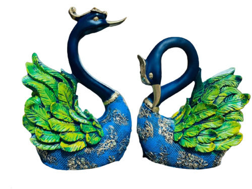 Blue 8X5X8 Cm Modern Indian Style Eco-Friendly Peacock Set Statue For Decorative Purpose 