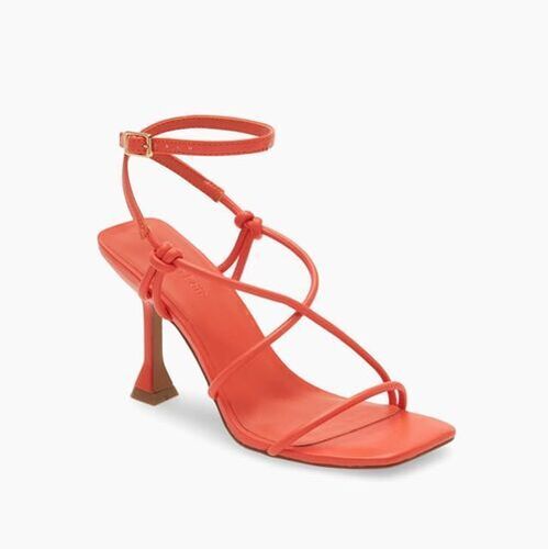 Orange Casual Party Wear High Heel Ladies Synthetic Sandal