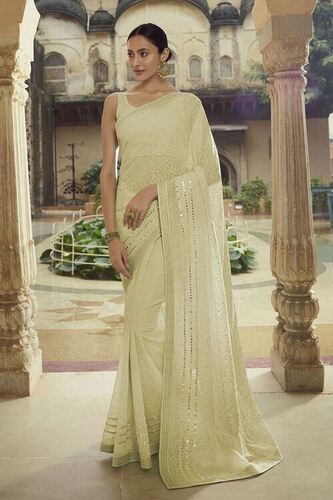 Casual Wear Ladies Plain Georgette Saree 6.3 Meter With Blouse Piece 