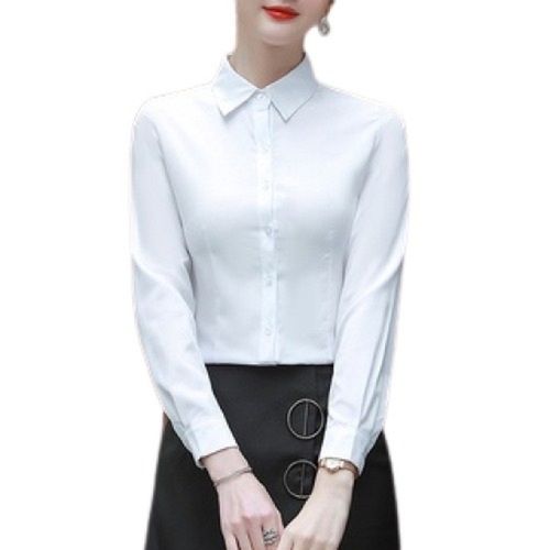 Ladies Plain Full Sleeve Breathable Cotton Shirt Collar Style: Straight