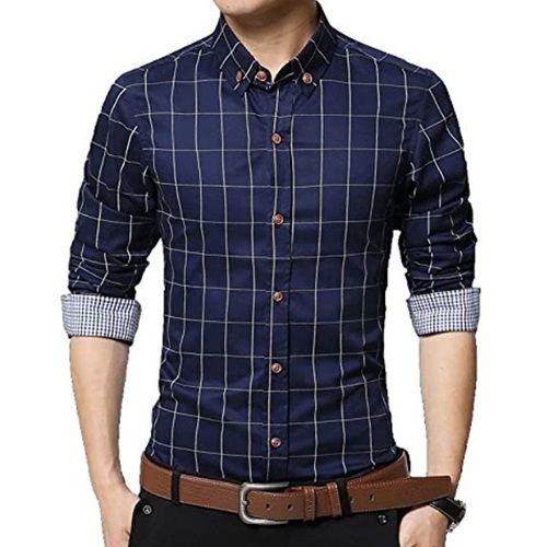 Men Checked Pattern Full Sleeve Cotton Casual Wear Shirt  Collar Style: Straight